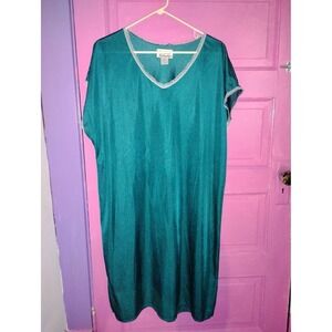 Vintage Anthony Richards Teal Blue Night Gown Grannycore Glam Cottage Core XL